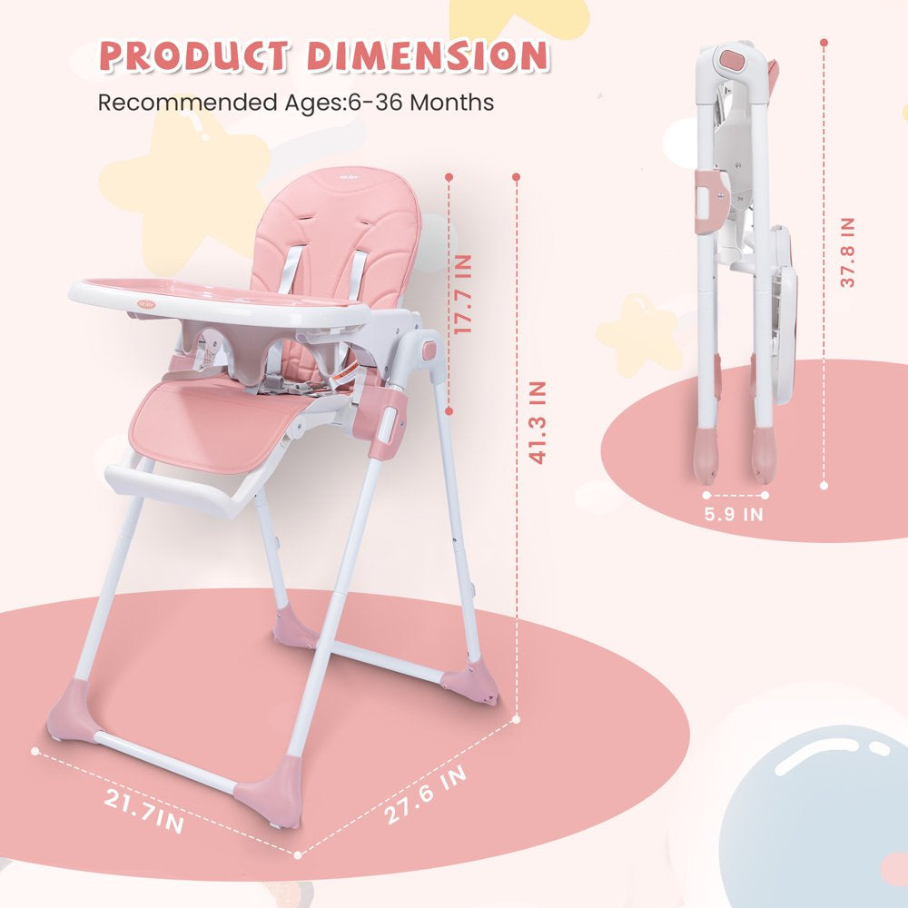SEJOY Portable Folding Highchair for Babies &amp; Toddlers with Adjustable Height