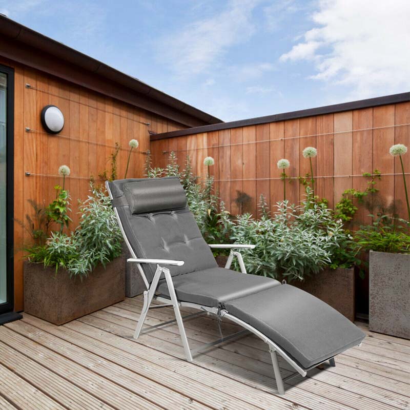 7 Position Folding Outdoor Chaise Lounge Chair Lightweight Patio Pool Chair Sun Lounger With Cushion Amp Pillow - Comfortable And Ergonomic Design