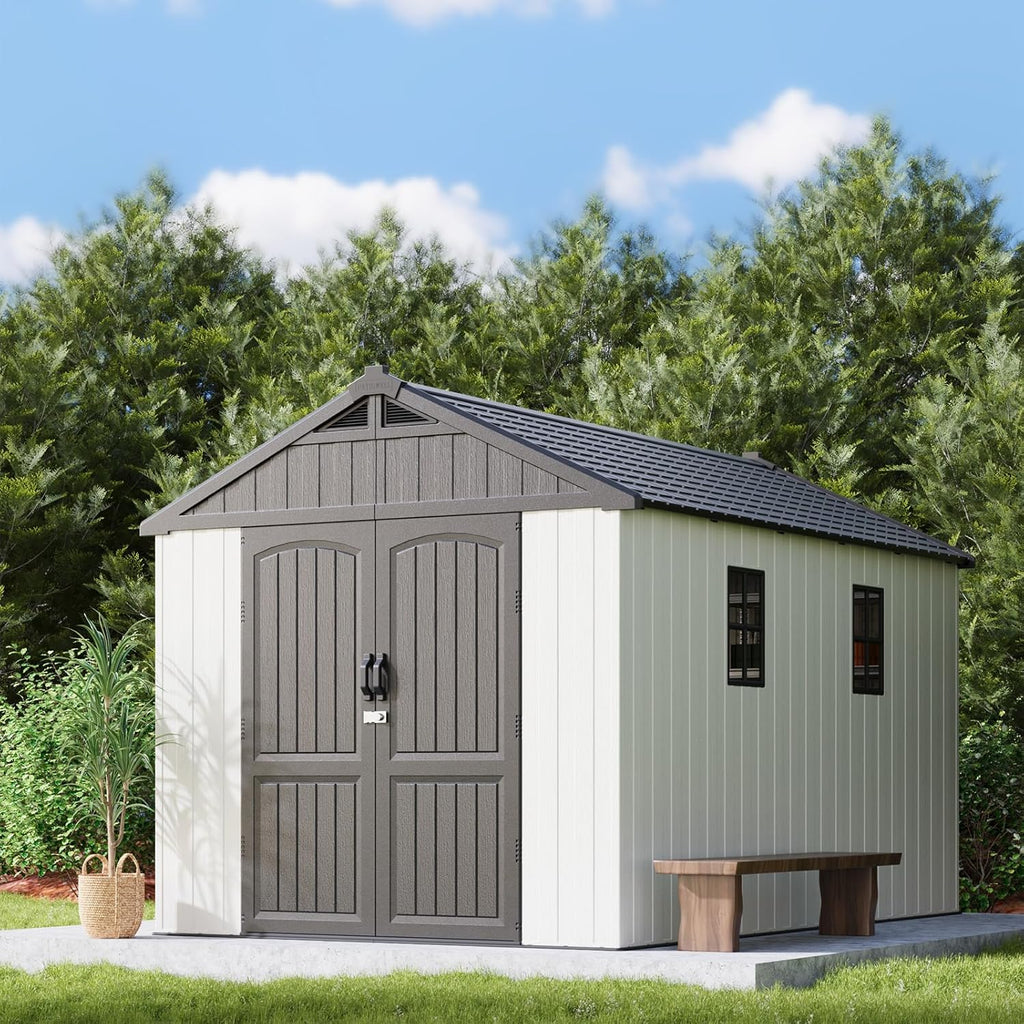 Patiowell 6x4 FT Plastic Outdoor Storage Shed with Floor, Resin Outdoor Storage Shed