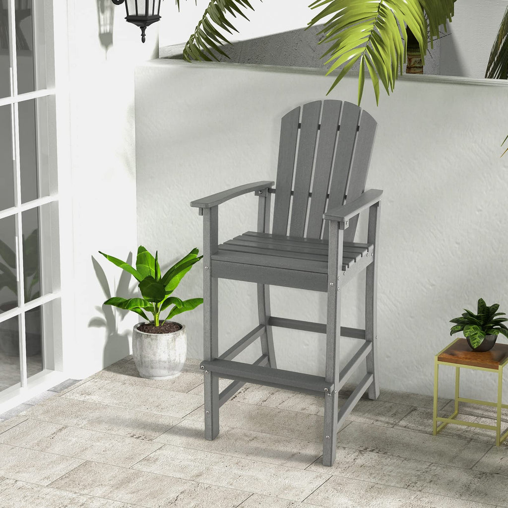 Outdoor Hdpe Tall Adirondack Chairs With Armrests Amp Footrest 30Quot Counter Height Bar Stools For Garden Backyard - Comfortable And Ergonomic Design