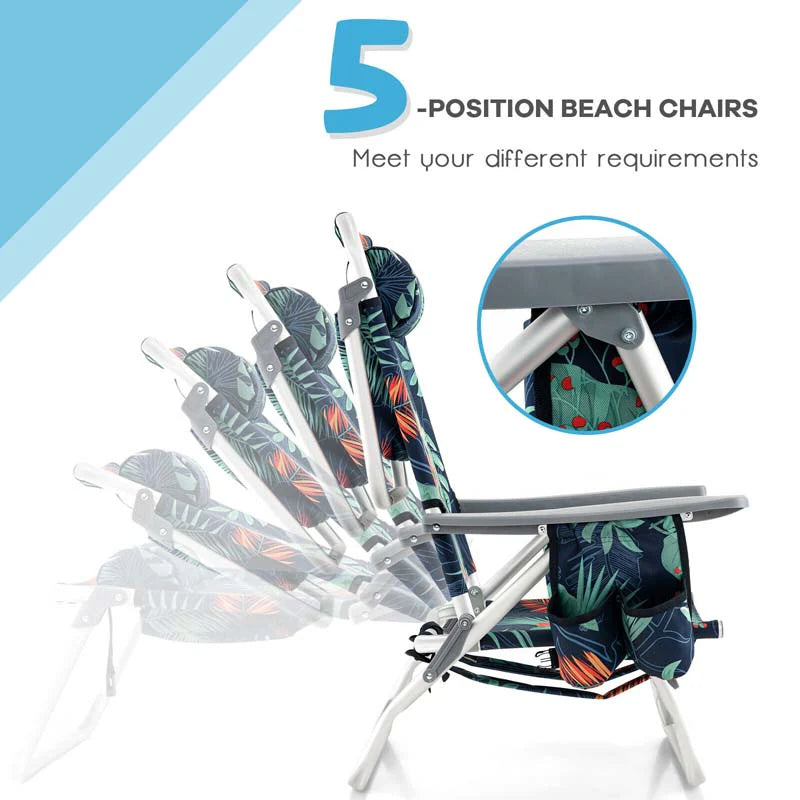2 Pack 5 Position Outdoor Folding Backpack Beach Chair Amp Table Set Patio Lawn Camping Chair Beach Sling Chair - High Quality Set For Everyday Use