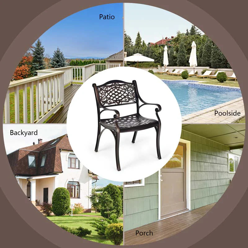 24Pcs All Weather Cast Aluminum Chairs With Armrests Amp Curved Seats Outdoor Dining Chairs Patio Bistro Armchairs - Comfortable And Ergonomic Design