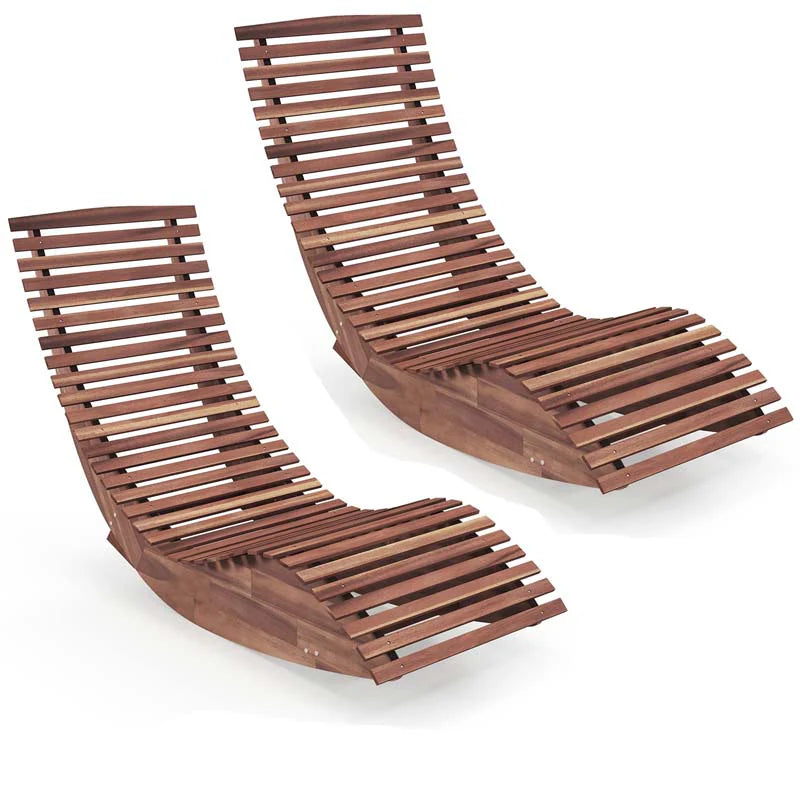 Acacia Wood Outdoor Patio Rocking Chair With Widened Slatted Seat Amp High Back Porch Rocker Sun Lounger For Backyard Garden - Comfortable And Ergonomic Design