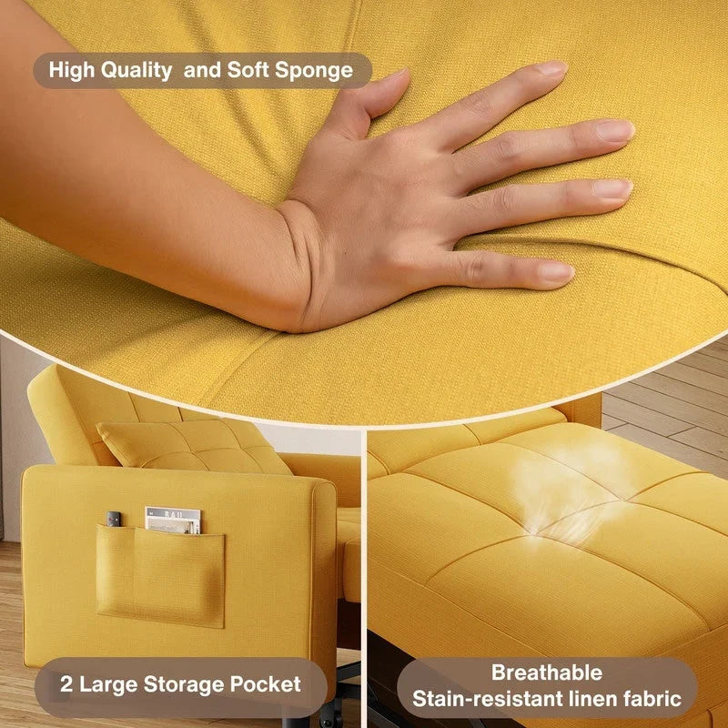 3-in-1 Adjustable Sleeper Sofa Bed, Pull Out Chair Sofa, Convertible Folding Bed for Living Room