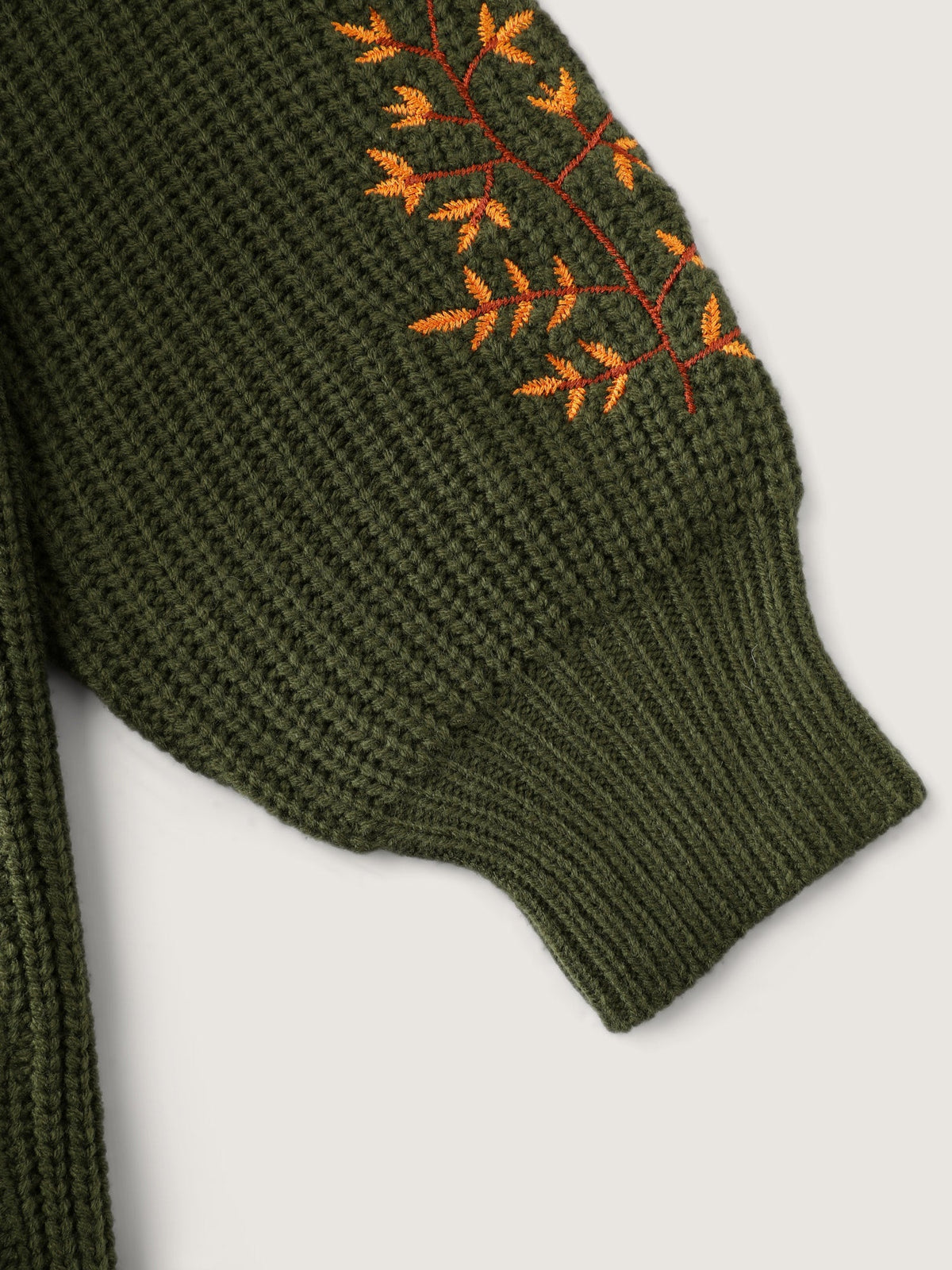Turtleneck Deer Embroidery Knit Pullover