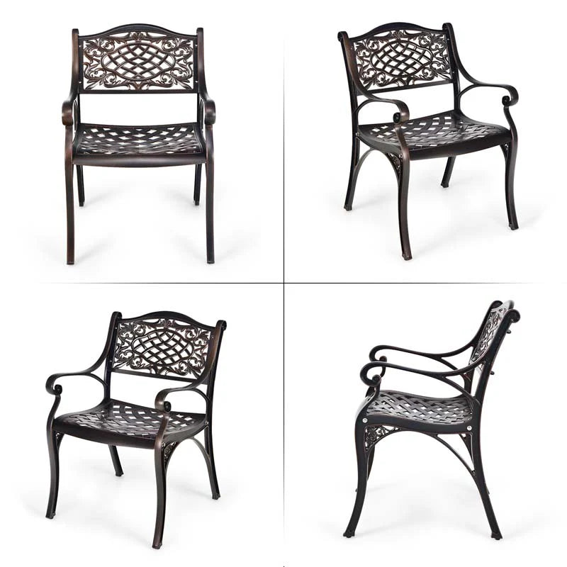 24Pcs All Weather Cast Aluminum Chairs With Armrests Amp Curved Seats Outdoor Dining Chairs Patio Bistro Armchairs - Comfortable And Ergonomic Design
