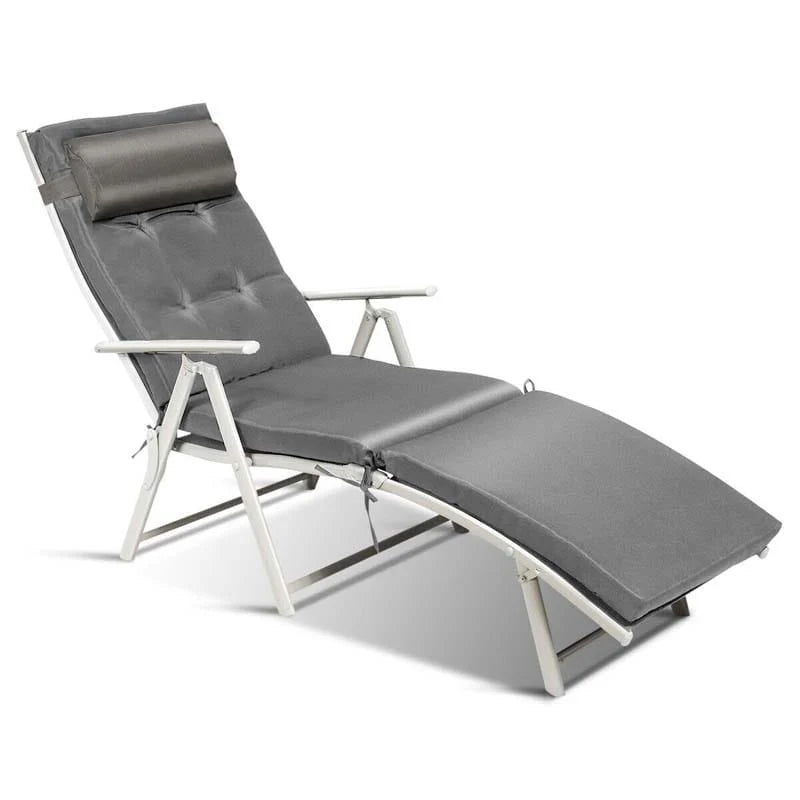 7 Position Folding Outdoor Chaise Lounge Chair Lightweight Patio Pool Chair Sun Lounger With Cushion Amp Pillow - Comfortable And Ergonomic Design