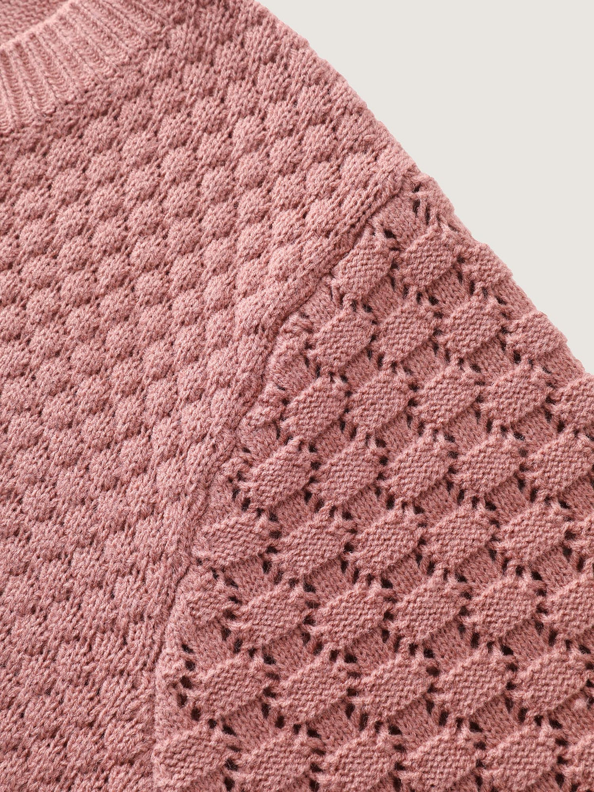 Textured Lantern Sleeve Ribbed-Hem Pullover