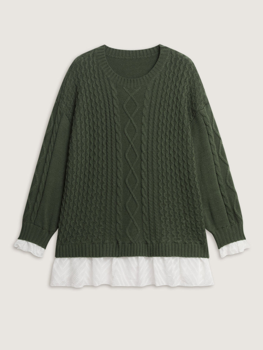Twisted Stitch Woven Spliced Pullover
