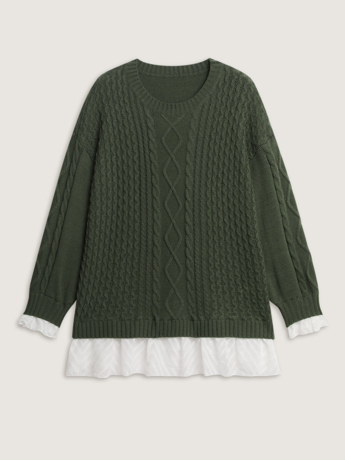 Twisted Stitch Woven Spliced Pullover