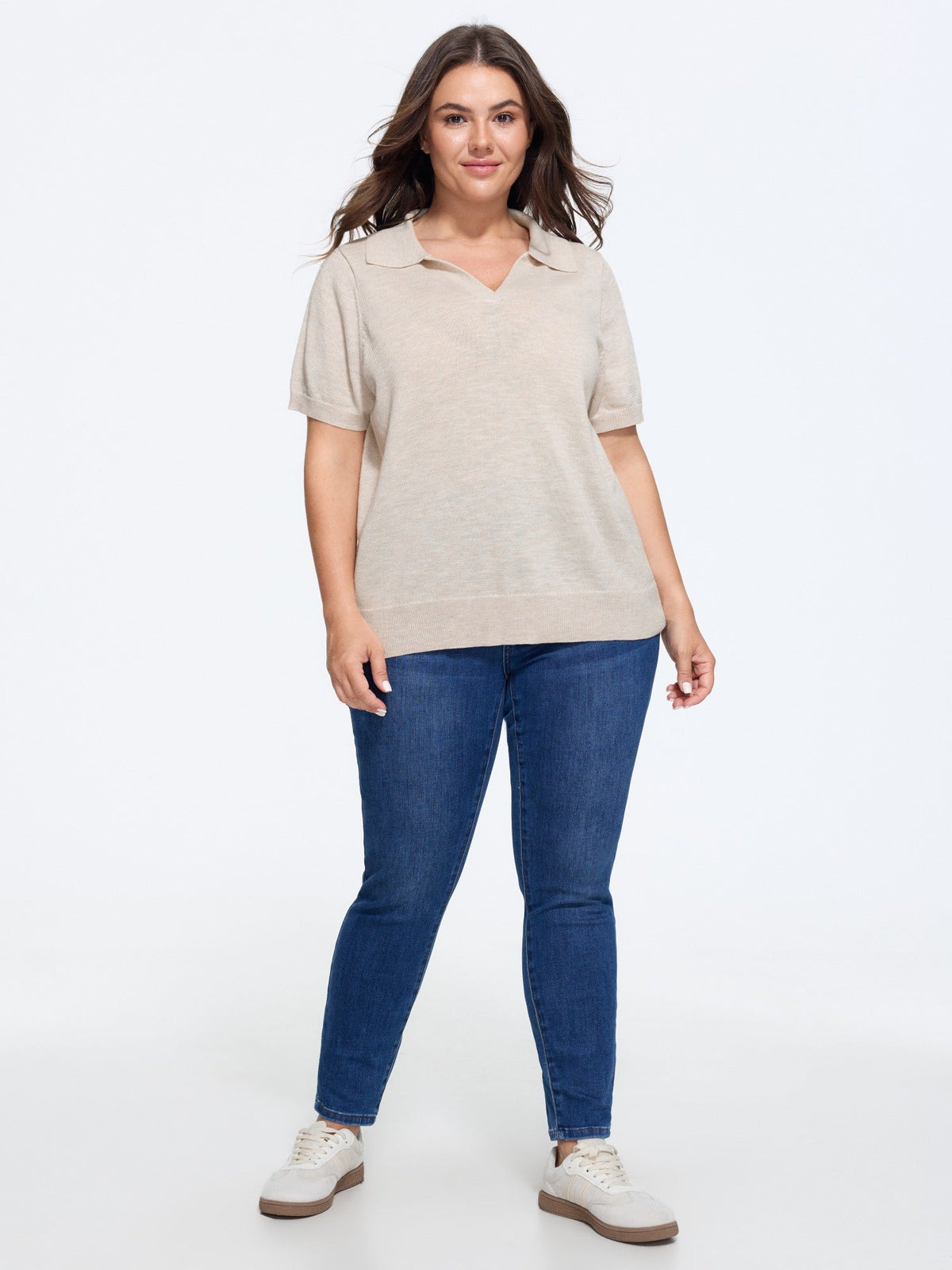Heather Polo Collar Short Sleeve Pullover