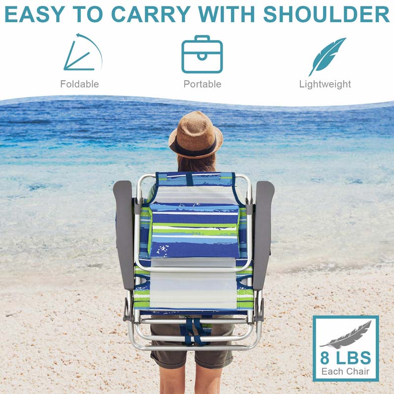2 Pack 5 Position Outdoor Folding Backpack Beach Chair Amp Table Set Patio Lawn Camping Chair Beach Sling Chair - High Quality Set For Everyday Use