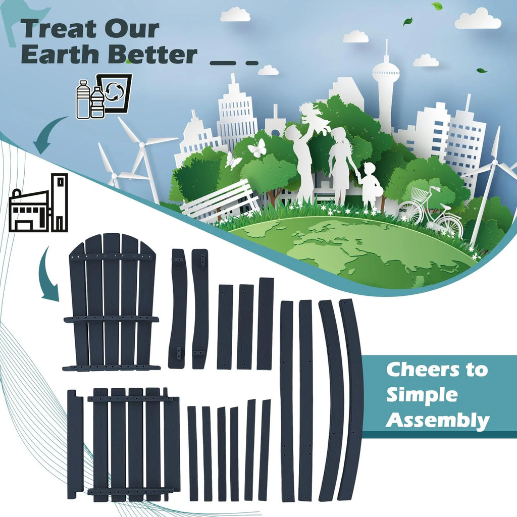 Outdoor Hdpe Tall Adirondack Chairs With Armrests Amp Footrest 30Quot Counter Height Bar Stools For Garden Backyard - Comfortable And Ergonomic Design