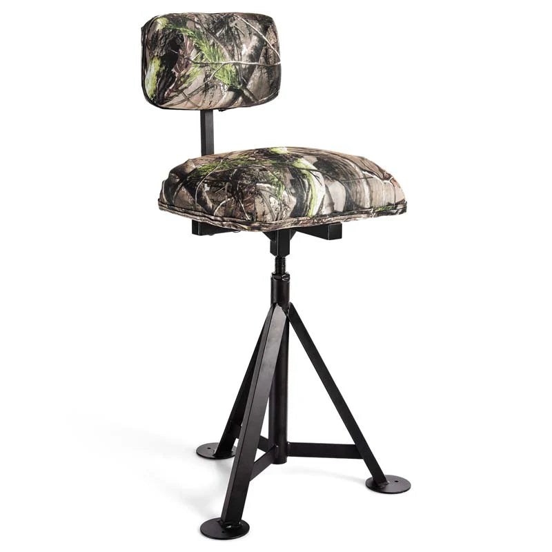 360Deg Camo Swivel Hunting Chair For Outdoor Activities Height Adjustable Tripod Blind Stool Chair With Detachable Backrest Padded Seat - Comfortable And Ergonomic Design