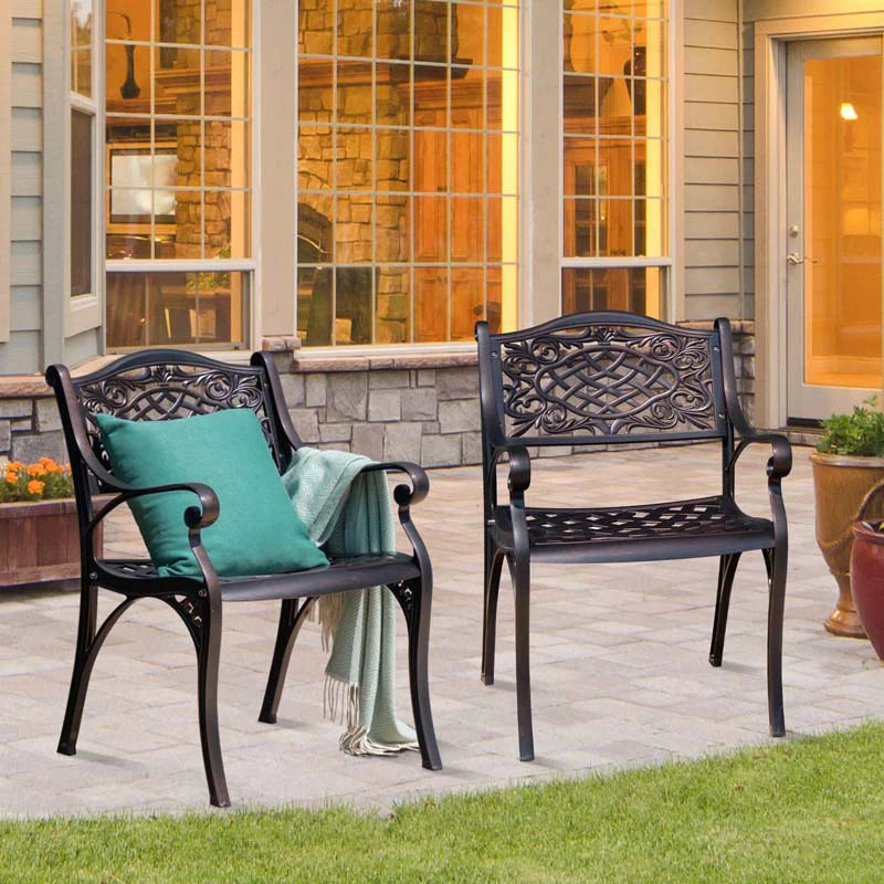 24Pcs All Weather Cast Aluminum Chairs With Armrests Amp Curved Seats Outdoor Dining Chairs Patio Bistro Armchairs - Comfortable And Ergonomic Design