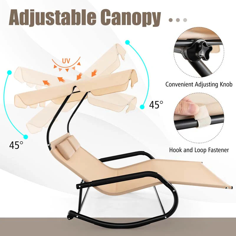 2 Person Patio Hammock Bed Swing Chair Extra Large Outdoor Rocking Chaise Lounge With Adjustable Canopy And Wheels - Comfortable And Ergonomic Design