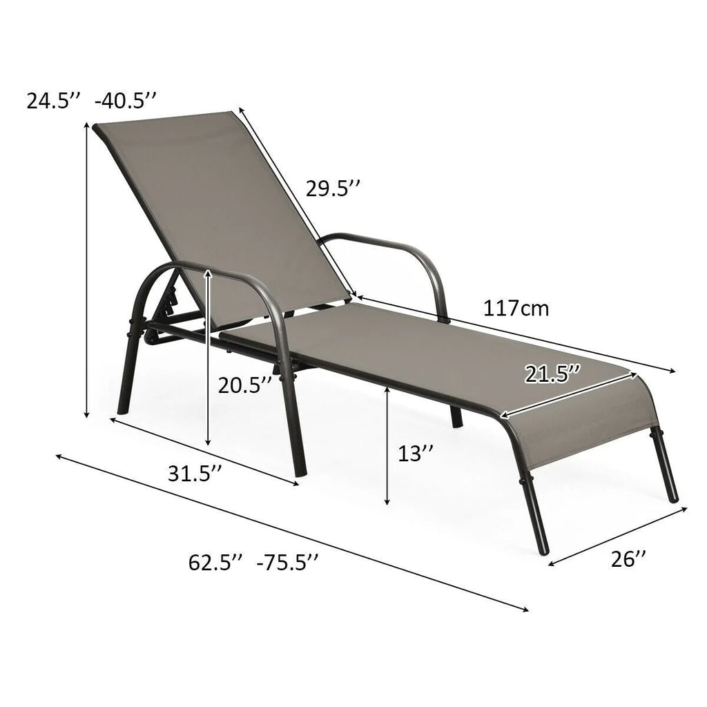 2 Pcs 5 Position Fabric Folding Outdoor Chaise Lounge Chairs Lightweight Pool Chairs Patio Lawn Recliner Sun Lounger - Comfortable And Ergonomic Design