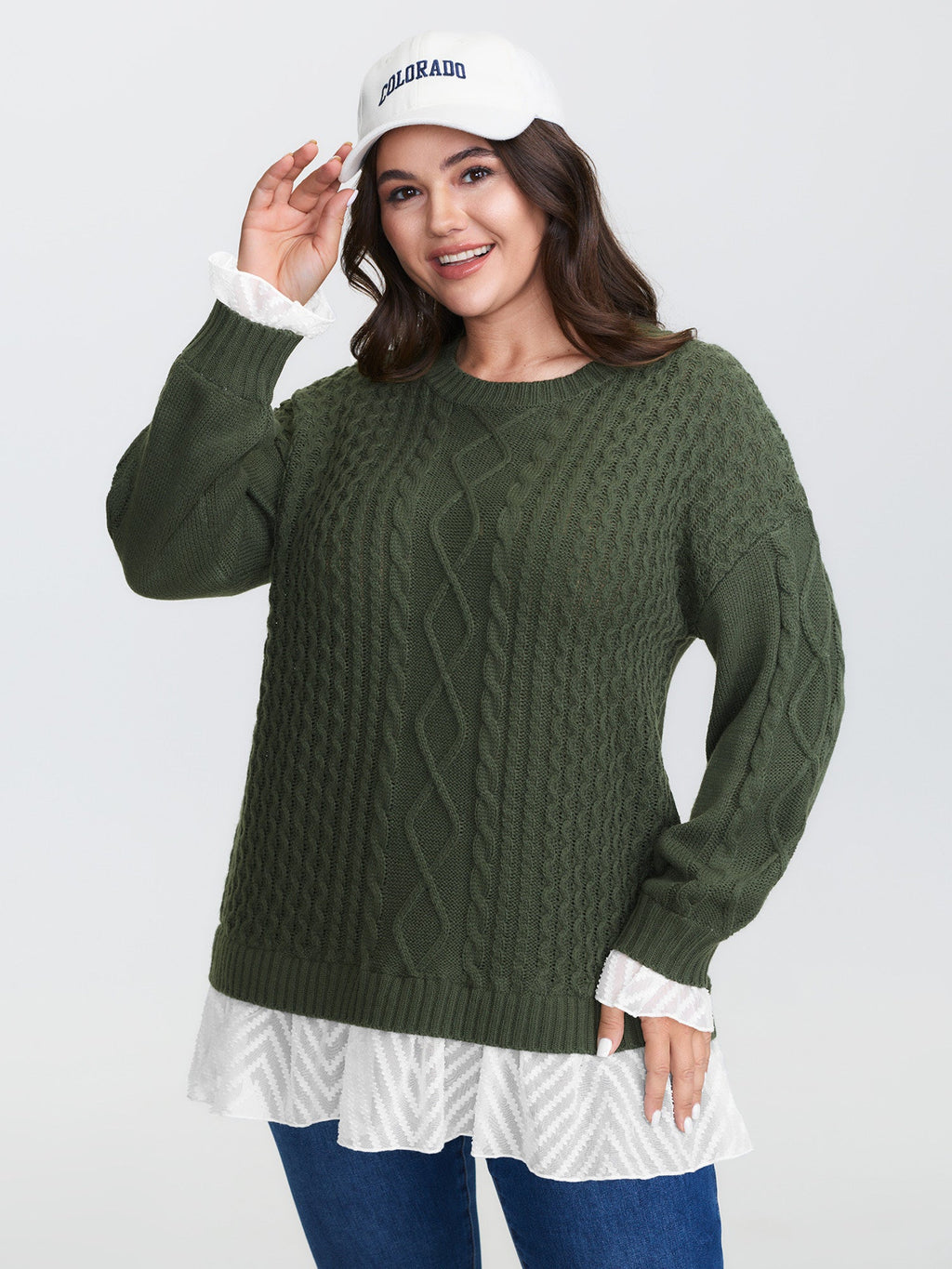 Twisted Stitch Woven Spliced Pullover