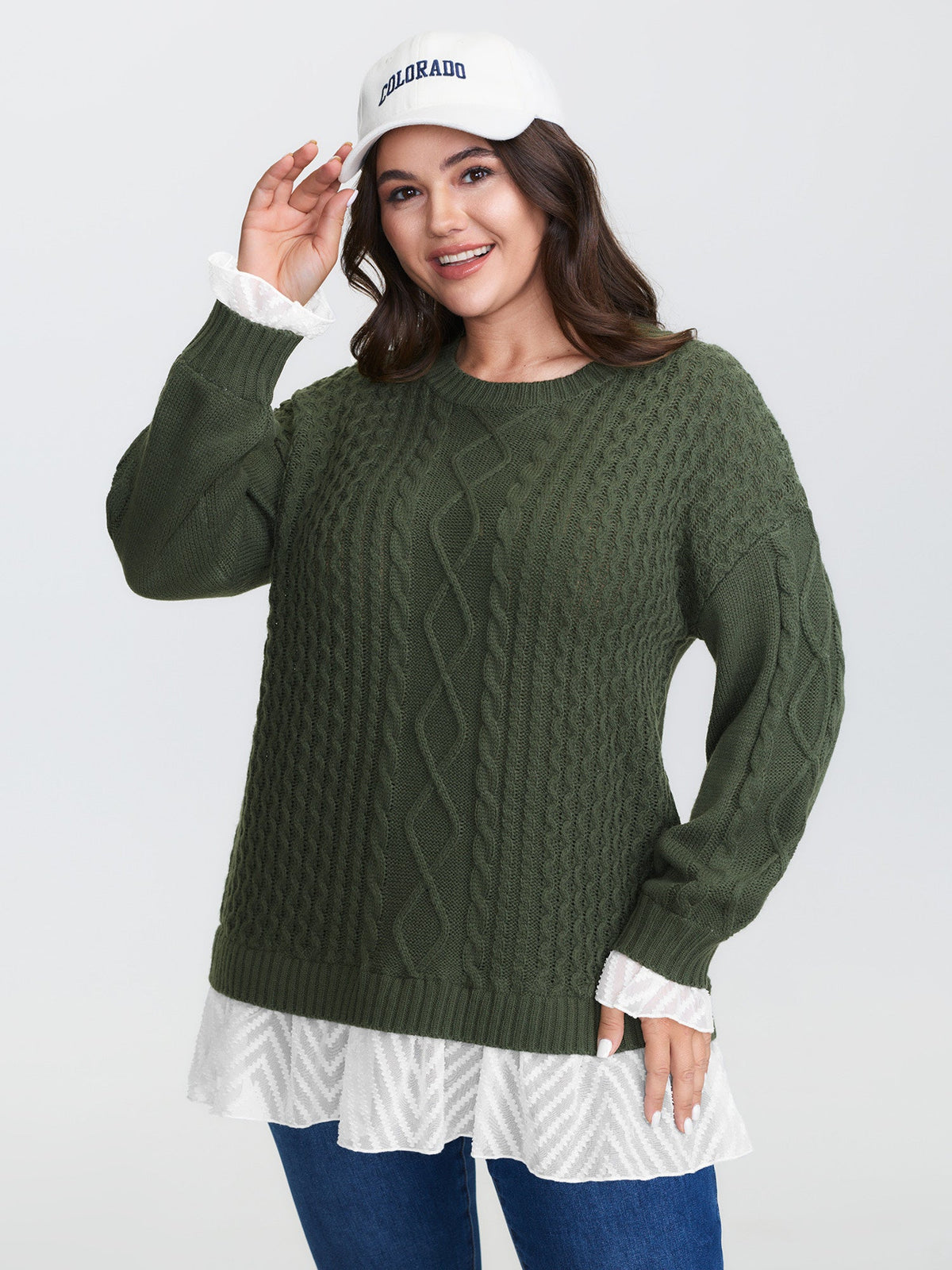 Twisted Stitch Woven Spliced Pullover