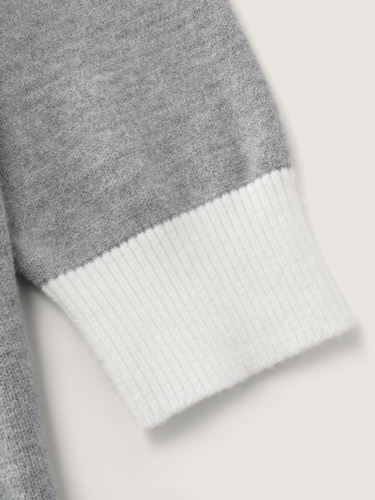 Color Contrast Collar Ribbed Hem Pullover