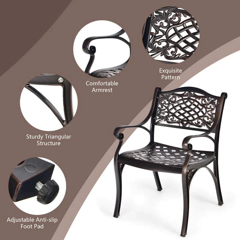 24Pcs All Weather Cast Aluminum Chairs With Armrests Amp Curved Seats Outdoor Dining Chairs Patio Bistro Armchairs - Comfortable And Ergonomic Design