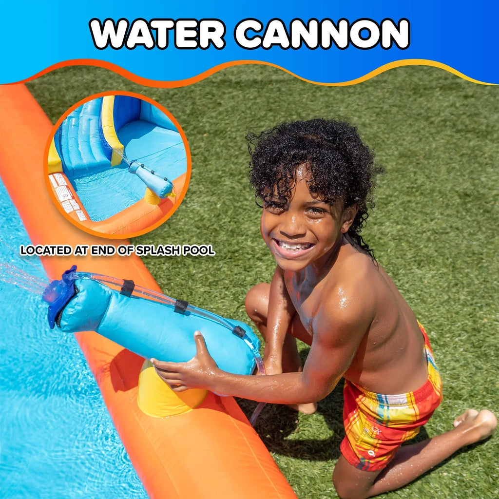 Sportspower�?Big Wave II Inflatable Water Slide with Climbing Wall & Splash Pool, Ages 3-8, Heavy Duty, ASTM Certified, Lifetime Warranty on Included Blower