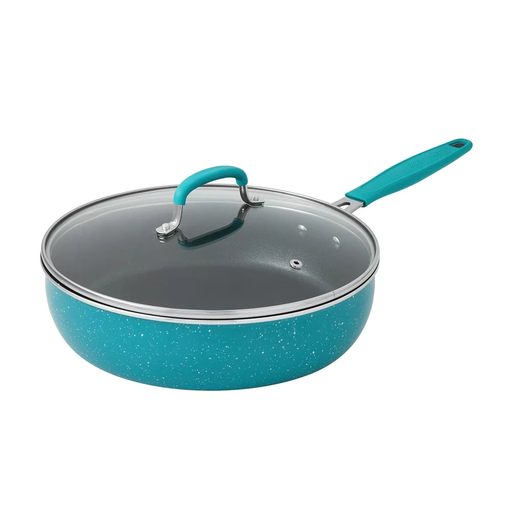 The Pioneer Woman Brilliant Blooms 38-Piece Cookware Set, Teal �C Complete Kitchen Solution with Floral Design