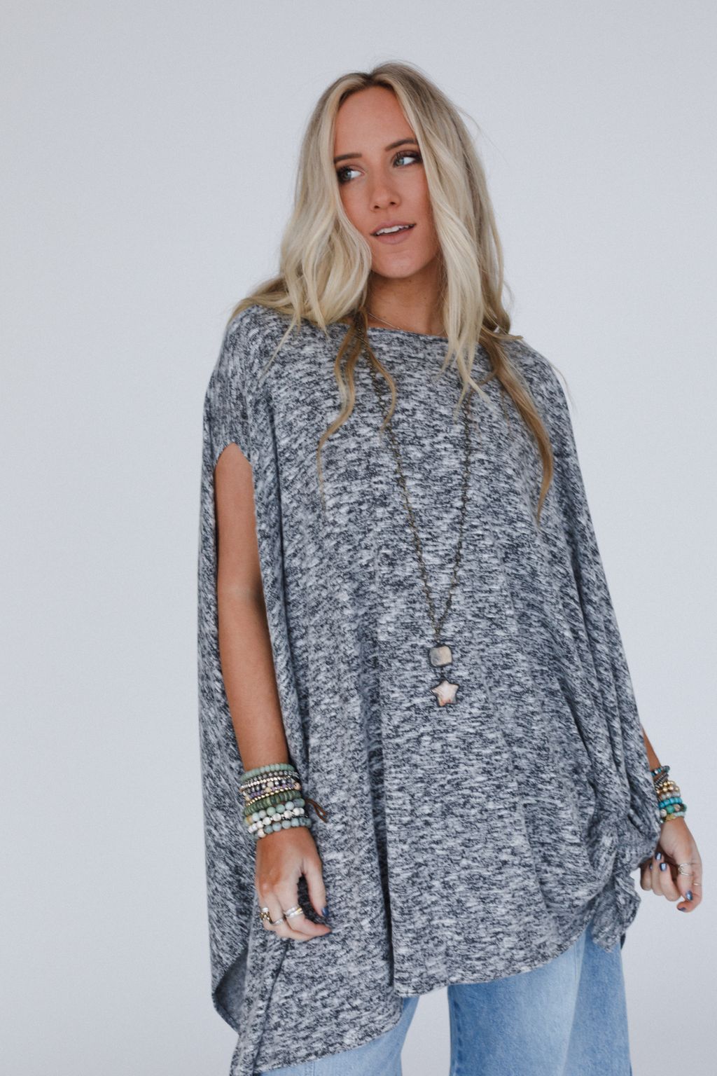 The Nest The Wren Two Tone Tunic - Charcoal