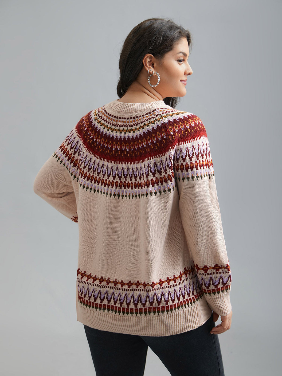 Round Neck Bandana Color Contrast Pullover
