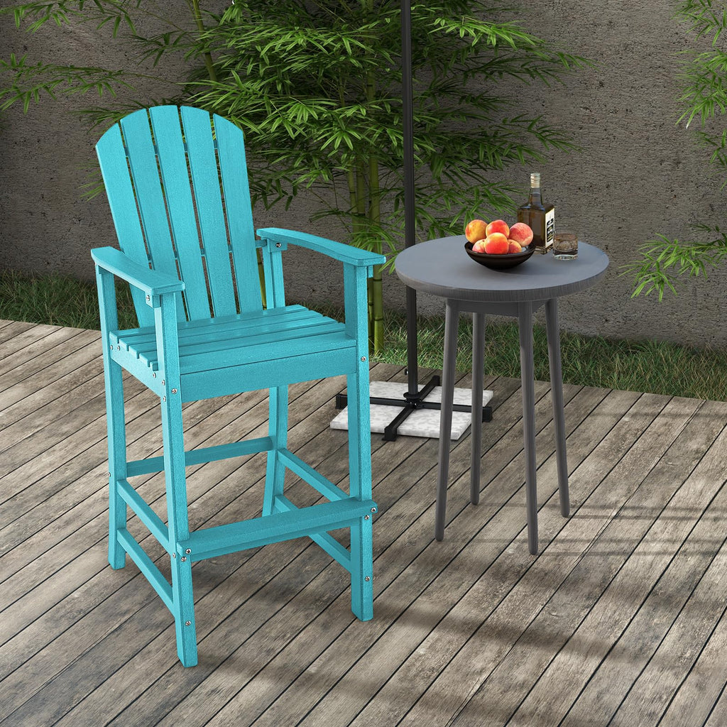 Outdoor Hdpe Tall Adirondack Chairs With Armrests Amp Footrest 30Quot Counter Height Bar Stools For Garden Backyard - Comfortable And Ergonomic Design