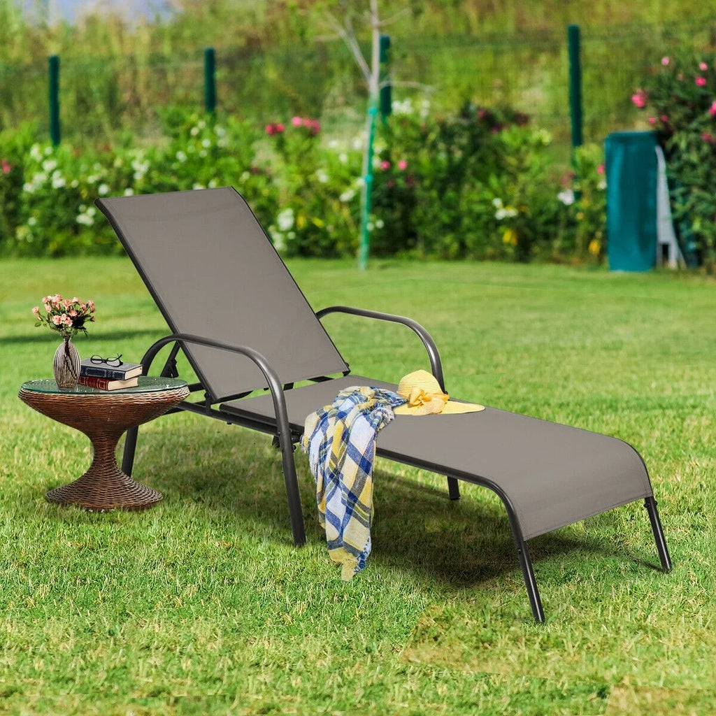 2 Pcs 5 Position Fabric Folding Outdoor Chaise Lounge Chairs Lightweight Pool Chairs Patio Lawn Recliner Sun Lounger - Comfortable And Ergonomic Design