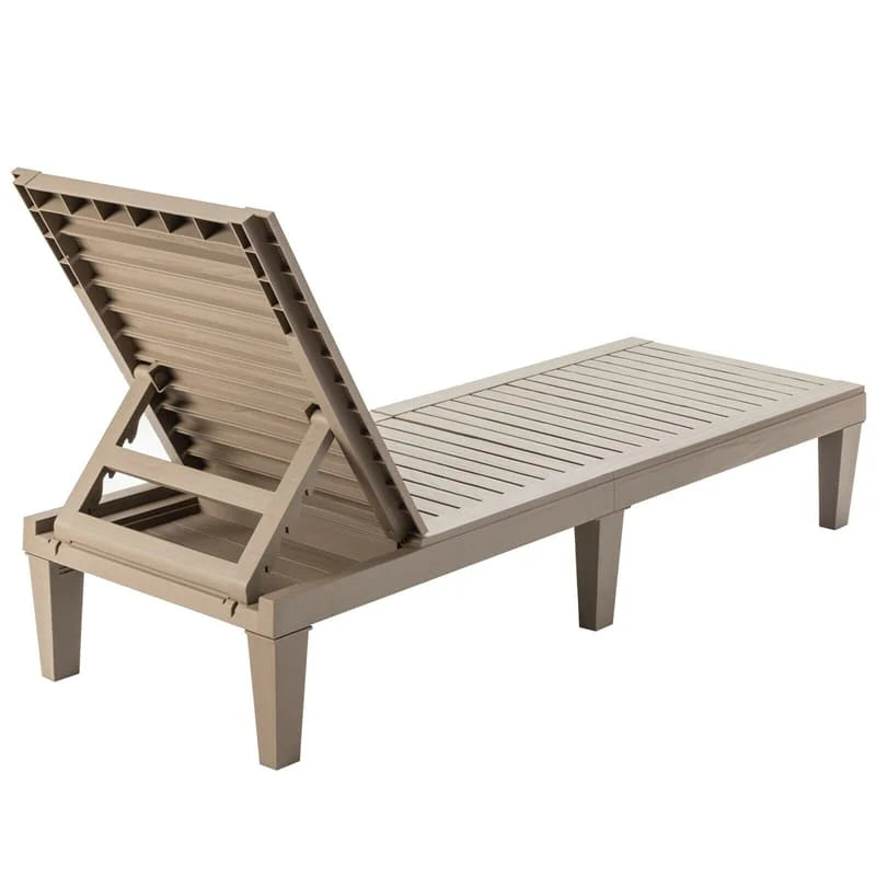 Outdoor Chaise Lounge Chair Patio Recliner Adjustable With 5 Positions Wood Texture Design Waterproof Easy To Assemble - Comfortable And Ergonomic Design