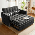 3 in 1 Pull Out Sofa Bed with Adjustable Backrest,70" Convertible Loveseat Sleeper Couch with Charging Port,Side Pockets & Cylinder Pillows for Living Room Apartment,Black