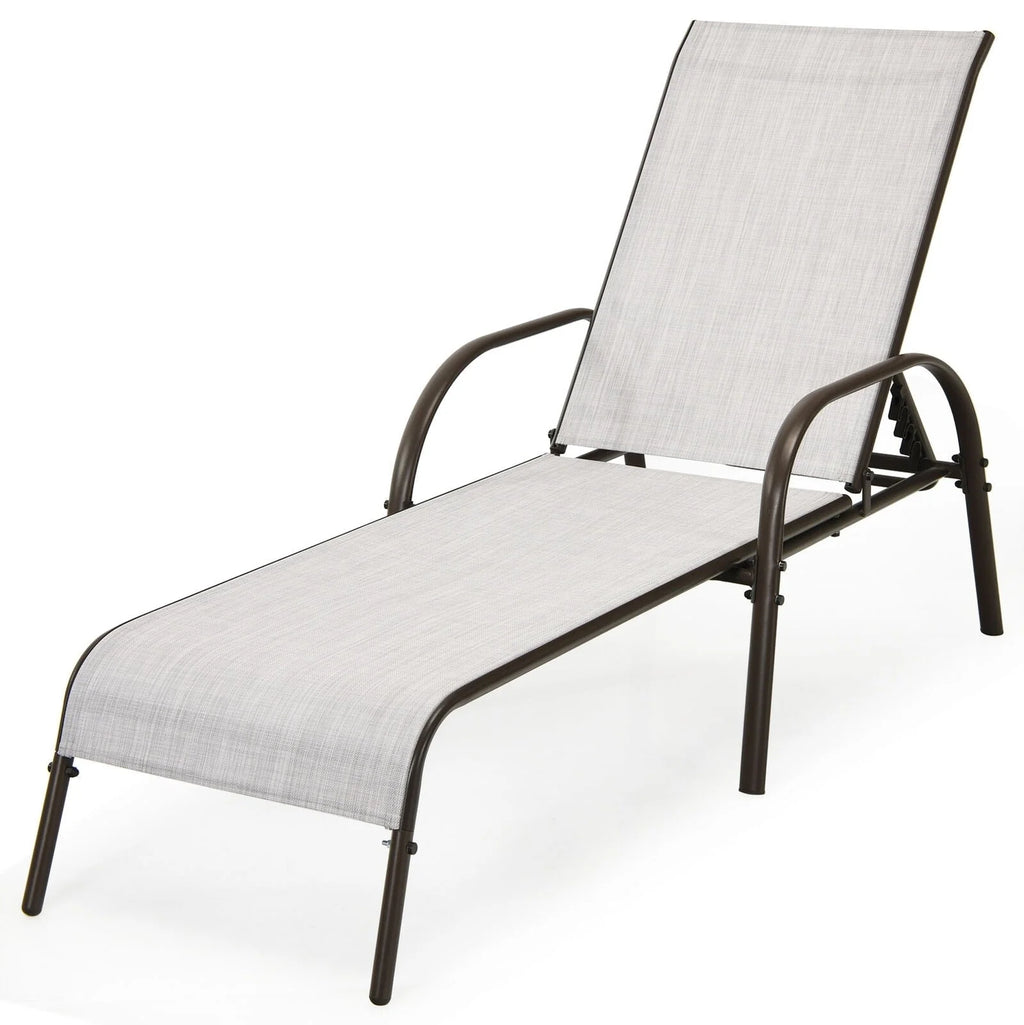 2 Pcs 5 Position Fabric Folding Outdoor Chaise Lounge Chairs Lightweight Pool Chairs Patio Lawn Recliner Sun Lounger - Comfortable And Ergonomic Design