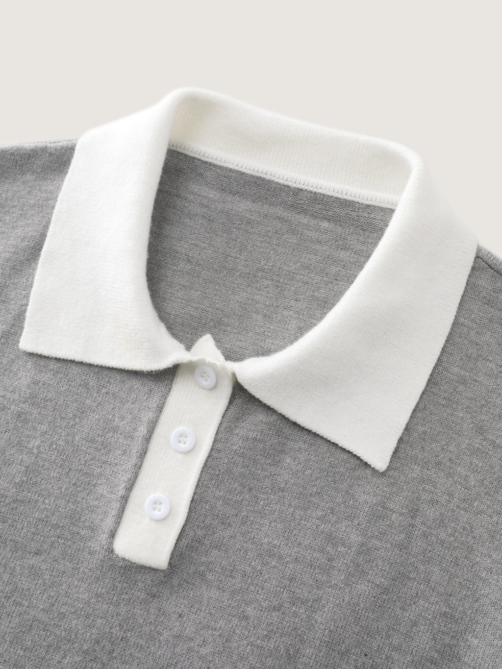 Color Contrast Collar Ribbed Hem Pullover