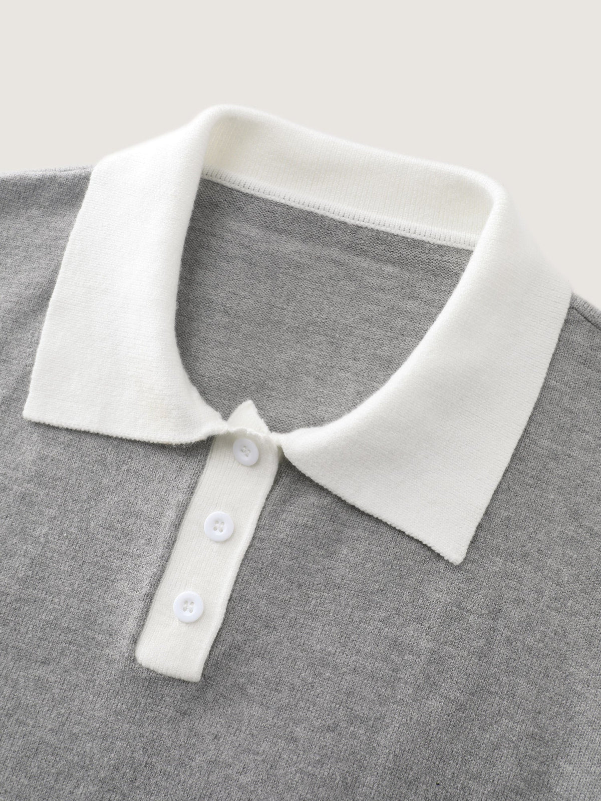 Color Contrast Collar Ribbed Hem Pullover