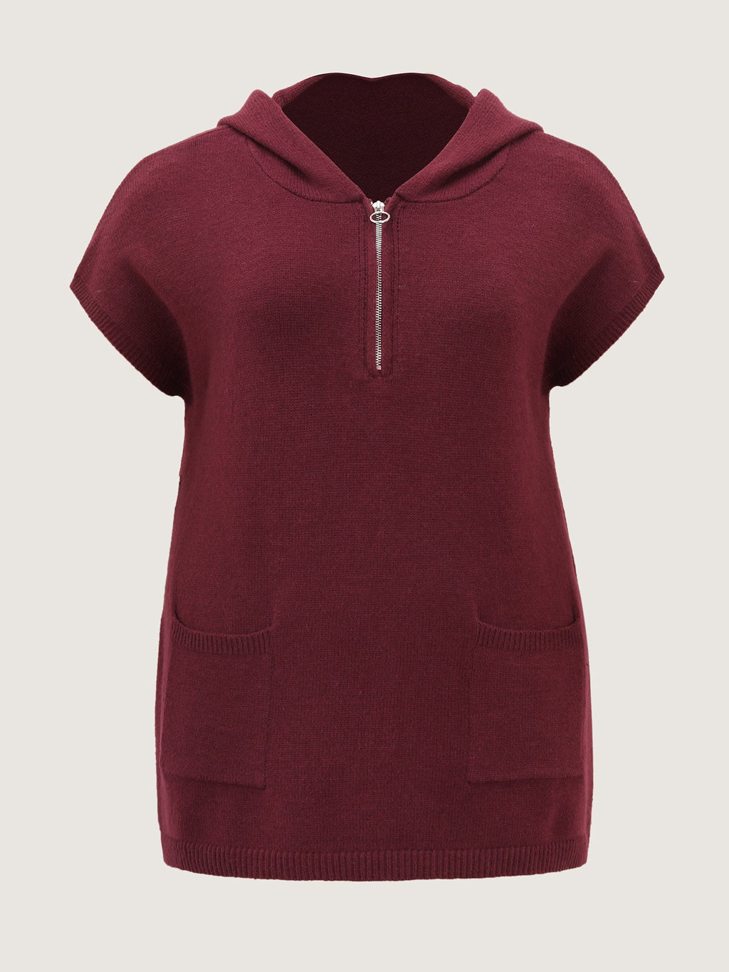 Half-Zip Hooded Sleeveless Pocketed Pullover