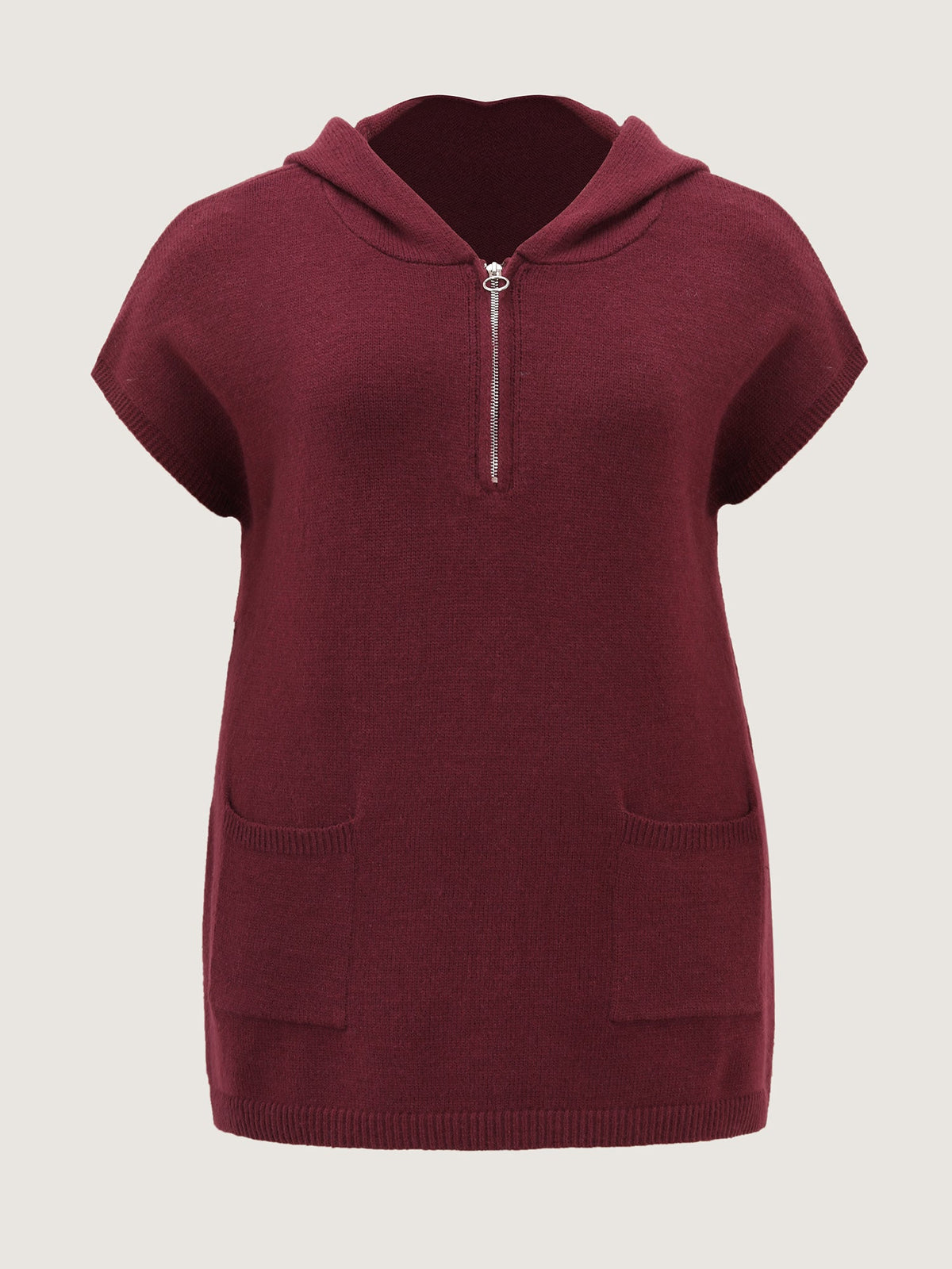 Half-Zip Hooded Sleeveless Pocketed Pullover