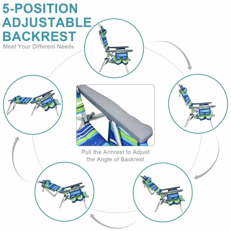 2 Pack 5 Position Outdoor Folding Backpack Beach Chair Amp Table Set Patio Lawn Camping Chair Beach Sling Chair - High Quality Set For Everyday Use