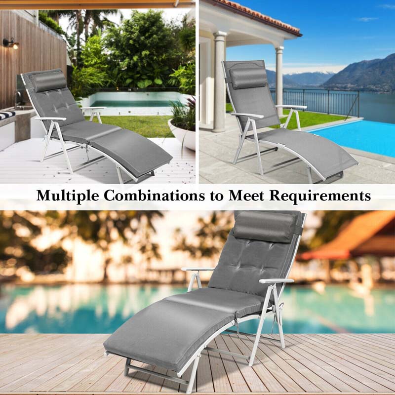 7 Position Folding Outdoor Chaise Lounge Chair Lightweight Patio Pool Chair Sun Lounger With Cushion Amp Pillow - Comfortable And Ergonomic Design