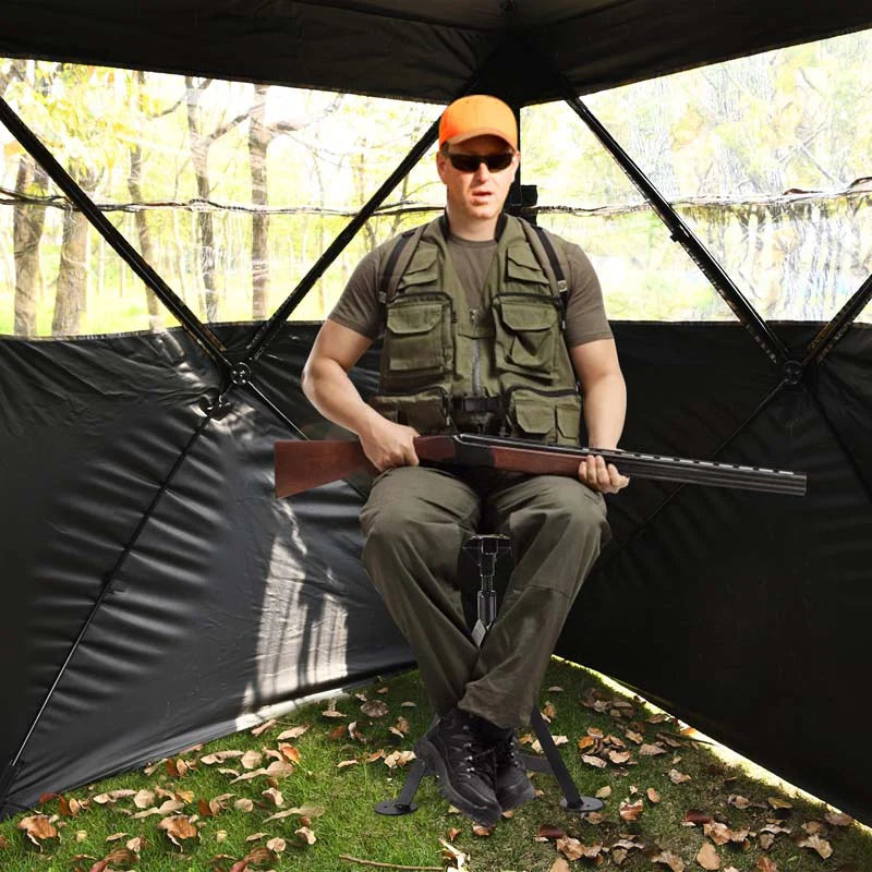 360Deg Camo Swivel Hunting Chair For Outdoor Activities Height Adjustable Tripod Blind Stool Chair With Detachable Backrest Padded Seat - Comfortable And Ergonomic Design