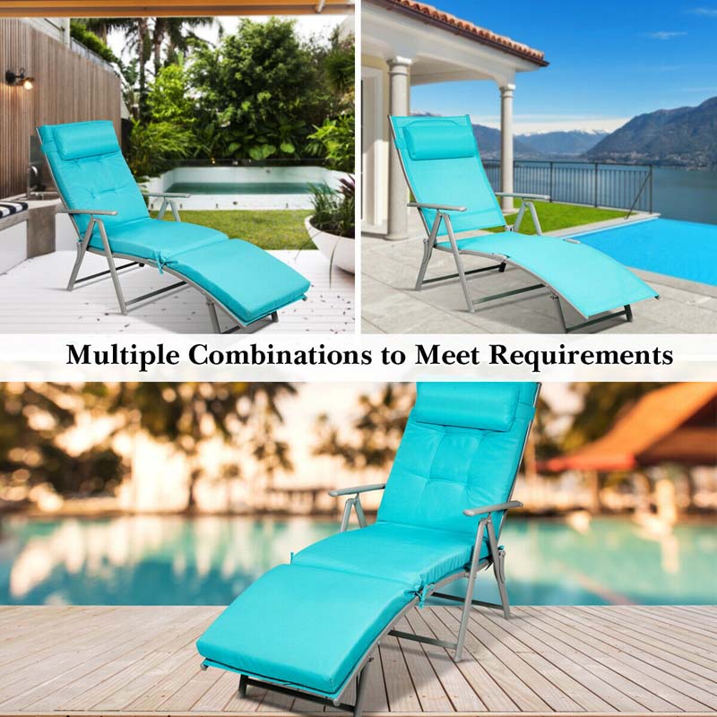 7 Position Folding Outdoor Chaise Lounge Chair Lightweight Patio Pool Chair Sun Lounger With Cushion Amp Pillow - Comfortable And Ergonomic Design
