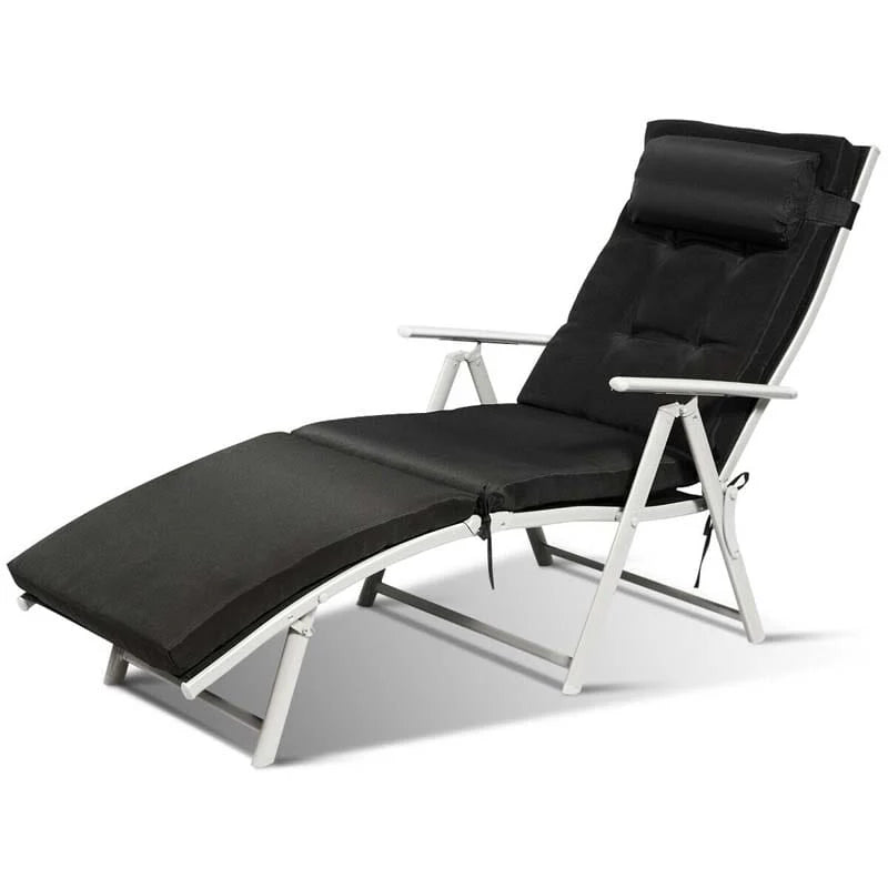 7 Position Folding Outdoor Chaise Lounge Chair Lightweight Patio Pool Chair Sun Lounger With Cushion Amp Pillow - Comfortable And Ergonomic Design
