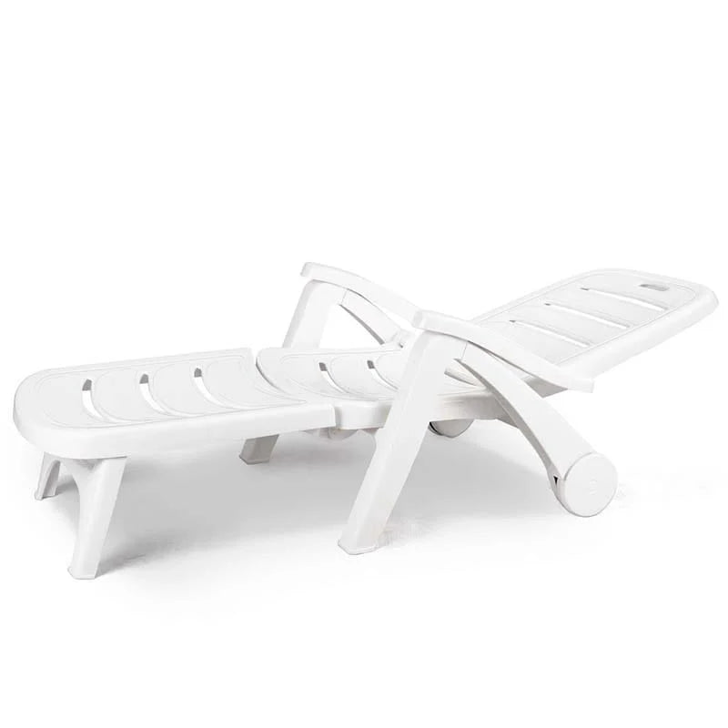 Rolling Folding Plastic Pool Lounge Chair With Armrests 5 Position Outdoor Sun Lounger Patio Deck Chair Beach Chair - Comfortable And Ergonomic Design