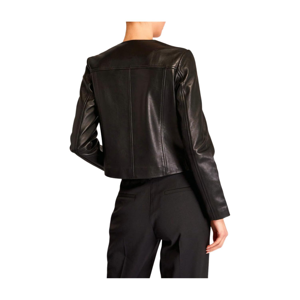 Captain Cory Black Women's Designer Leather Jacket 100% Real Lambskin. Button-Front. and Long Sleeves (XXX-Large)