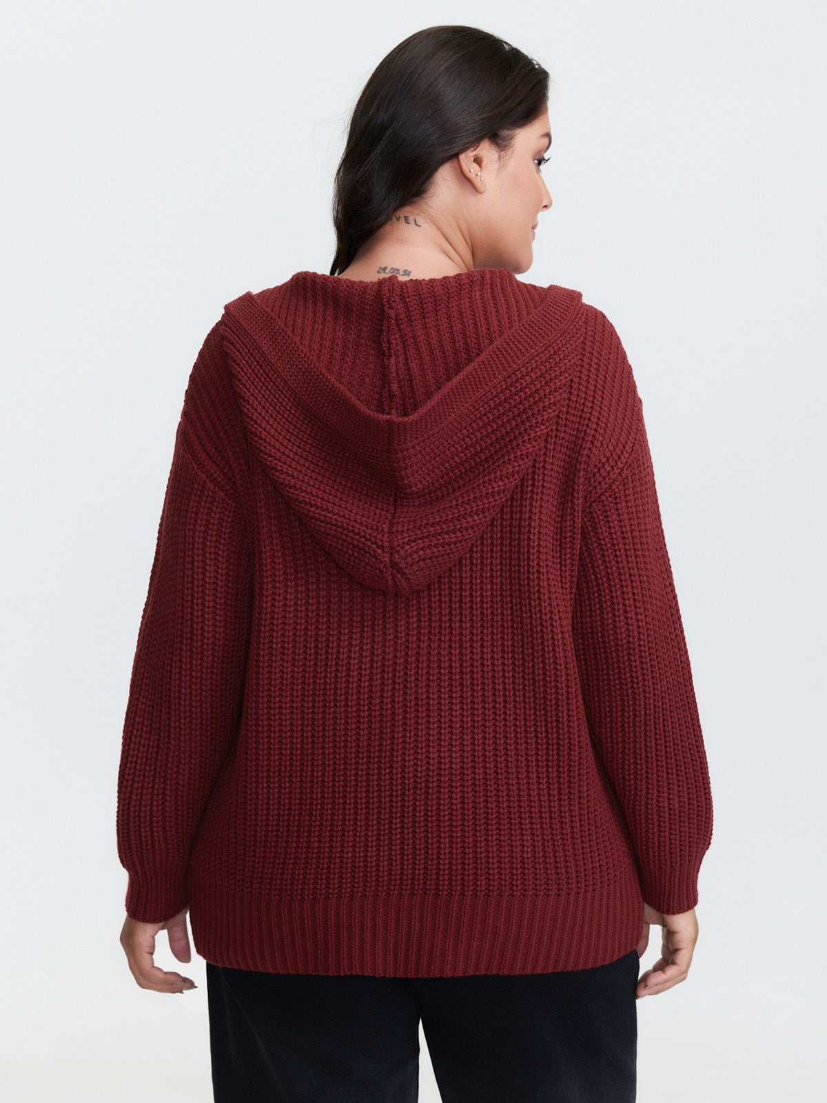 Hooded Textured Half Placket Button Pullover