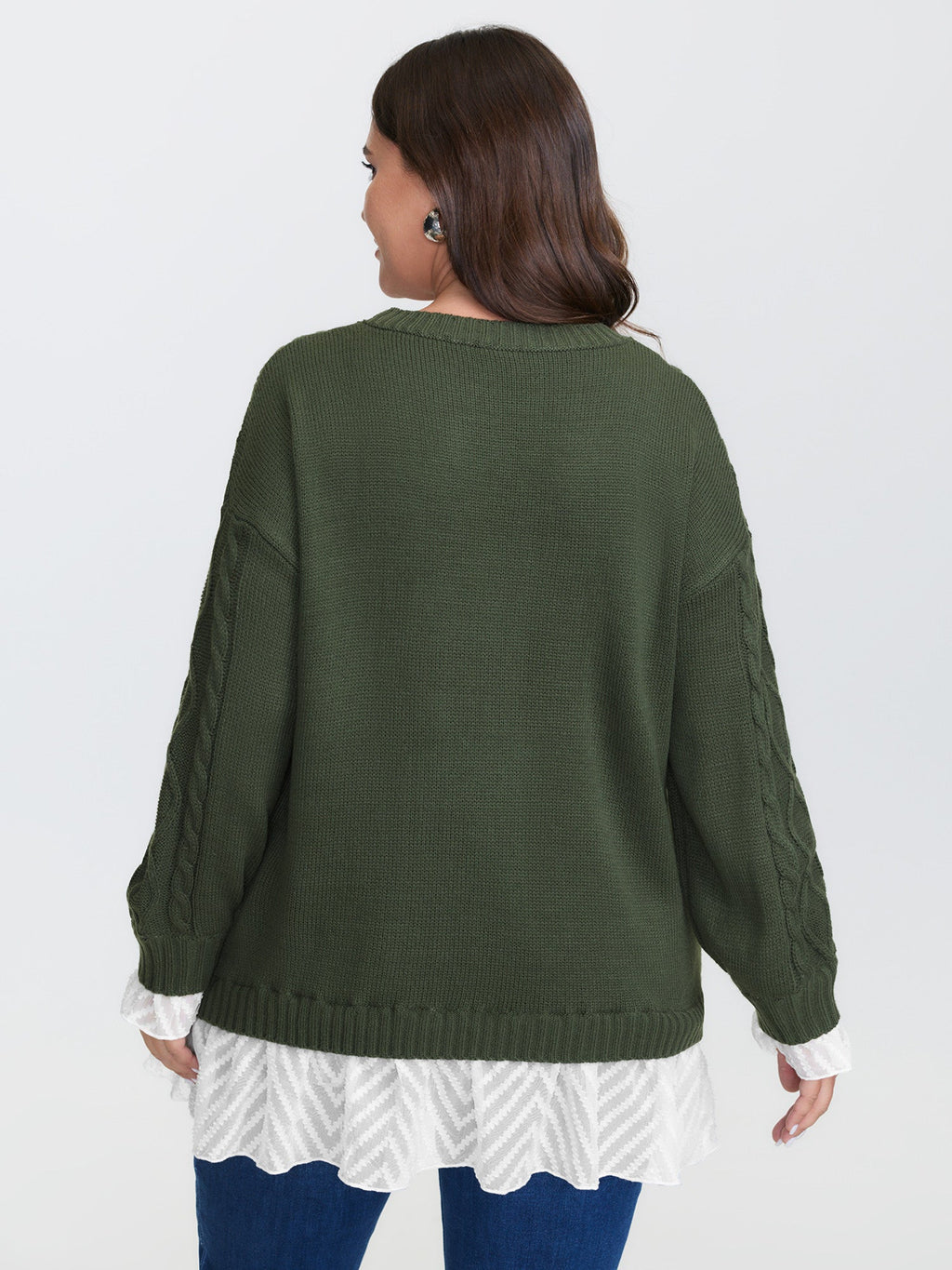 Twisted Stitch Woven Spliced Pullover
