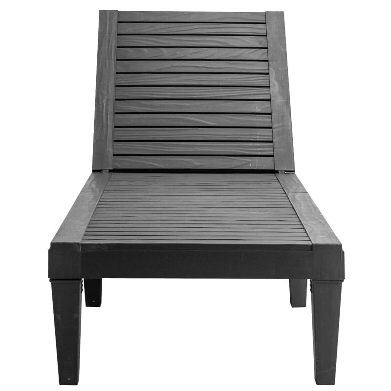 Outdoor Chaise Lounge Chair Patio Recliner Adjustable With 5 Positions Wood Texture Design Waterproof Easy To Assemble - Comfortable And Ergonomic Design