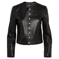 Captain Cory Black Women's Designer Leather Jacket 100% Real Lambskin. Button-Front. and Long Sleeves (XXX-Large)