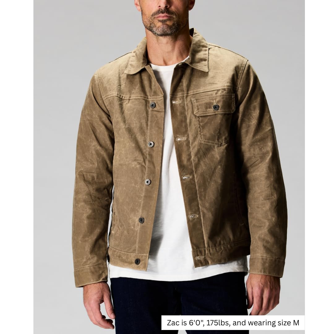 Huckberry Flint and Tinder Men's Flannel-Lined Waxed Trucker Jacket